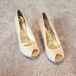 Jennifer Lopez White 4-inch Rhinestone Heels, Size 8